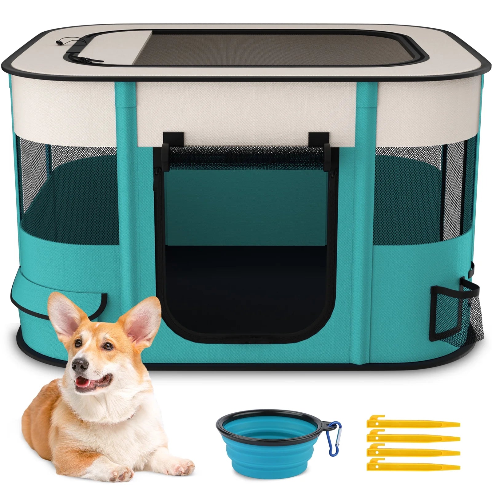 Premium Foldable Pet Playpen - Versatile Portable Exercise Kennel for Dogs, Cats, and Small Animals with Removable Shade Cover for Indoor & Outdoor Fun