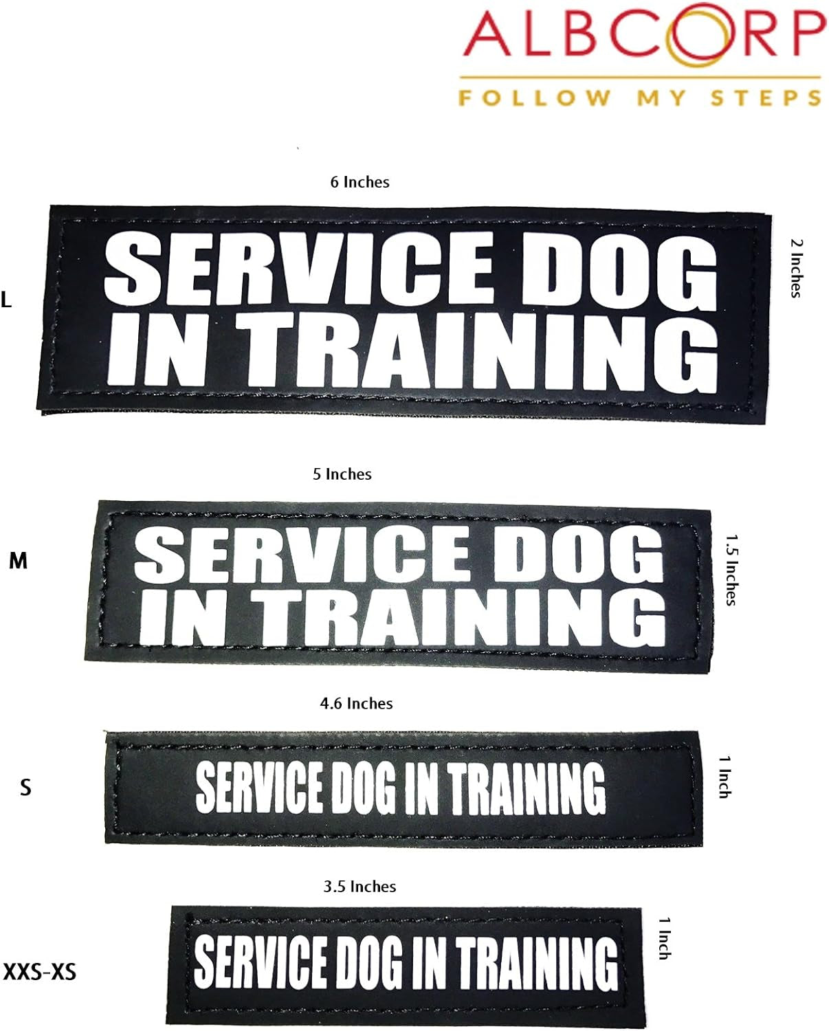 Enhance Your Service Dog's Safety with Reflective Service Dog in Training Patches - Medium Size (5 x 1.5 Inches) with Secure Hook and Loop Backing