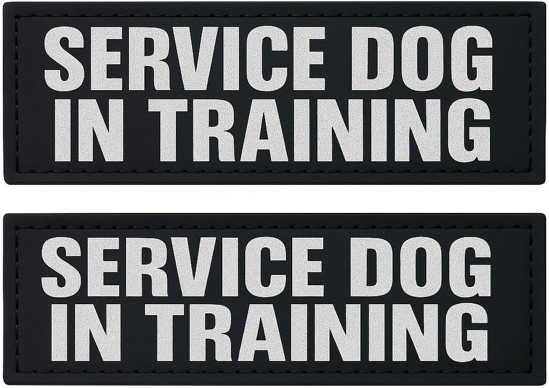 Enhance Your Service Dog's Safety with Reflective Service Dog in Training Patches - Medium Size (5 x 1.5 Inches) with Secure Hook and Loop Backing