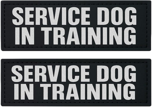 Enhance Your Service Dog's Safety with Reflective Service Dog in Training Patches - Medium Size (5 x 1.5 Inches) with Secure Hook and Loop Backing