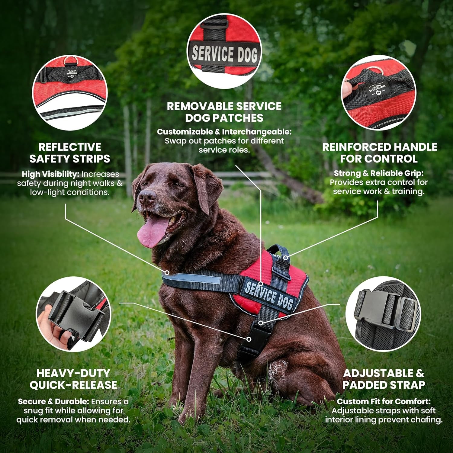 Ultimate Comfort & Control: Premium Adjustable Service Dog Vest and Leash Set with Reflective Patches - Perfect for All Breeds!
