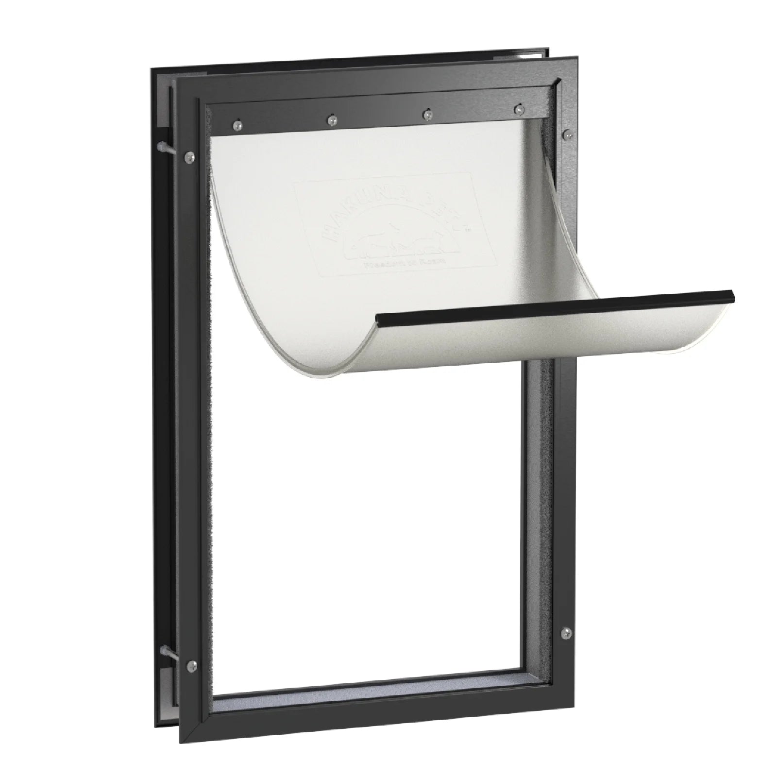 Elevate Your Pet's Freedom with the Black Deluxe Extra Large Aluminum Pet Door – Ideal for Dogs Up to 220 lbs and Doors Up to 2.76" Thick