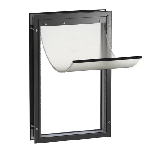 Elevate Your Pet's Freedom with the Black Deluxe Extra Large Aluminum Pet Door – Ideal for Dogs Up to 220 lbs and Doors Up to 2.76" Thick
