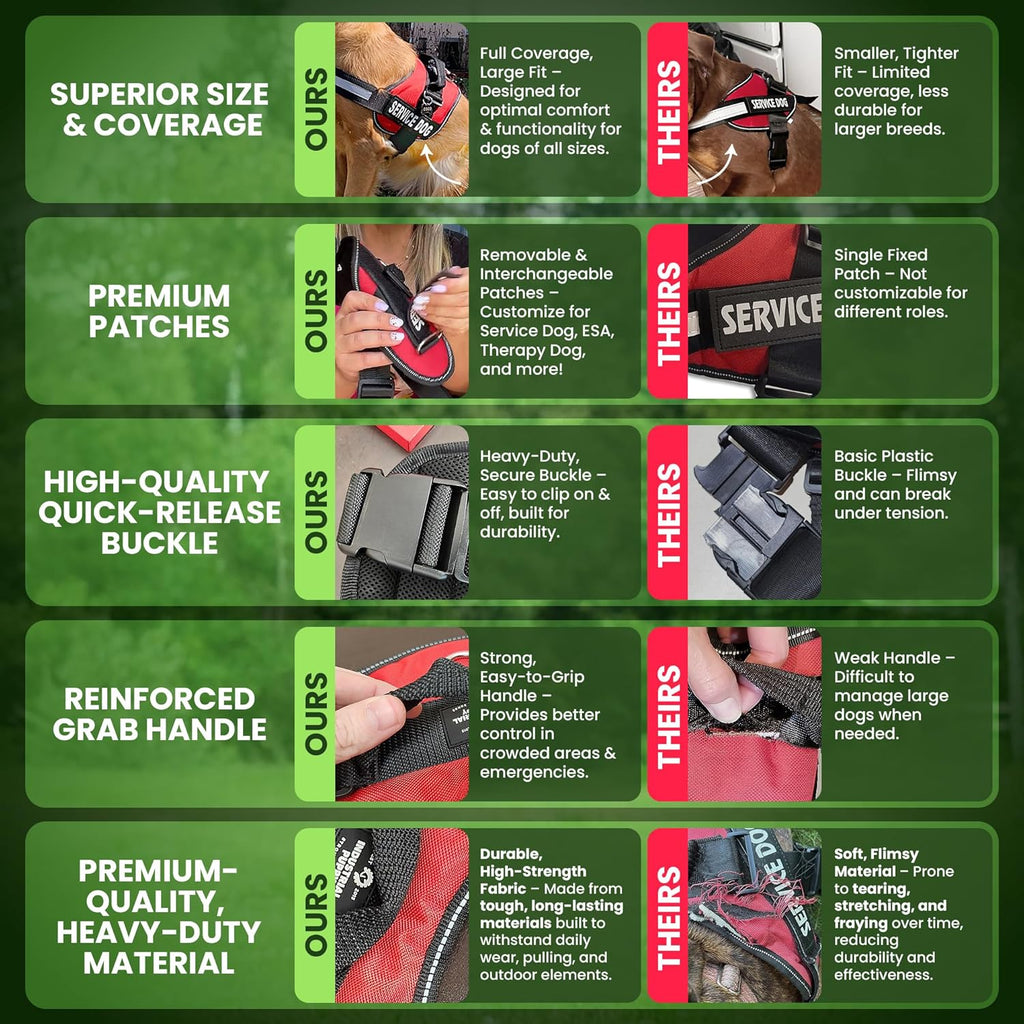 Ultimate Comfort & Control: Premium Adjustable Service Dog Vest and Leash Set with Reflective Patches - Perfect for All Breeds!