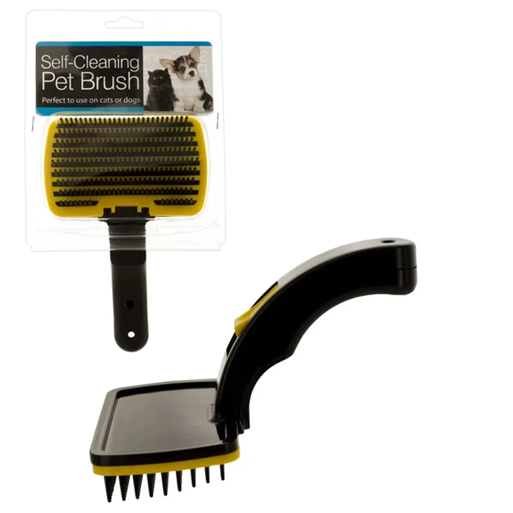 Ultimate Self-Cleaning Slicker Brush for Dogs and Cats - Effortless Shedding & Grooming Solution!