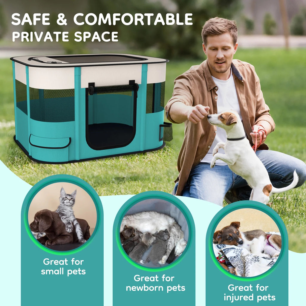 Premium Foldable Pet Playpen - Versatile Portable Exercise Kennel for Dogs, Cats, and Small Animals with Removable Shade Cover for Indoor & Outdoor Fun