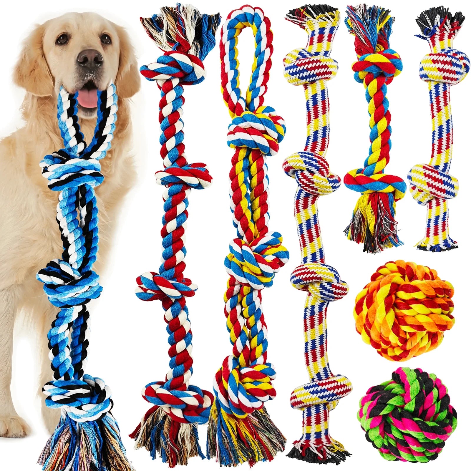 Unleash the Fun with Our Large Dog Chew Toys - 12 Pack of Indestructible Cotton Rope Toys for Aggressive Chewers!