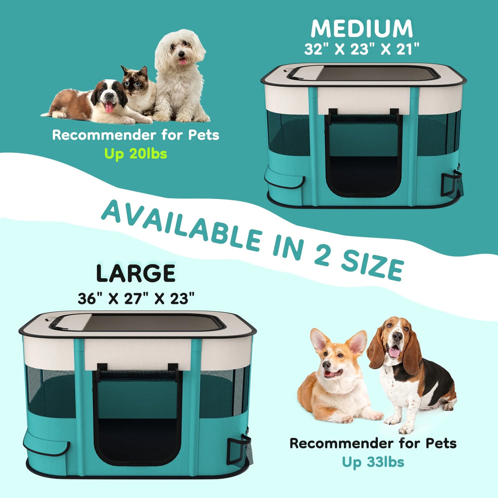 Premium Foldable Pet Playpen - Versatile Portable Exercise Kennel for Dogs, Cats, and Small Animals with Removable Shade Cover for Indoor & Outdoor Fun