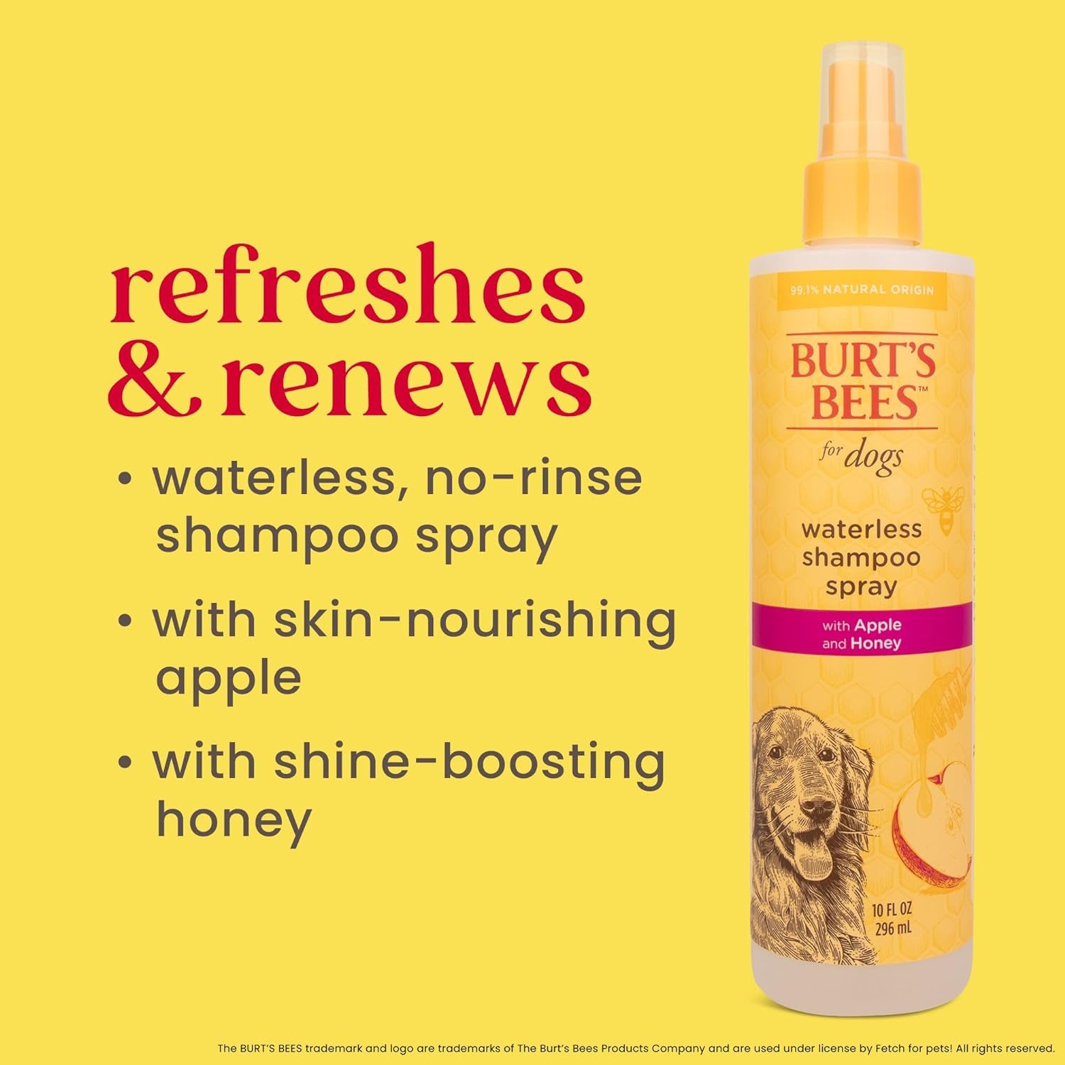 Transform Your Dog's Grooming Routine with Our All-Natural Waterless Shampoo Spray - Infused with Apple & Honey - 10 Oz