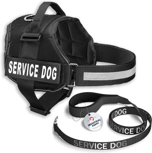 Ultimate Comfort & Control: Premium Adjustable Service Dog Vest and Leash Set with Reflective Patches - Perfect for All Breeds!